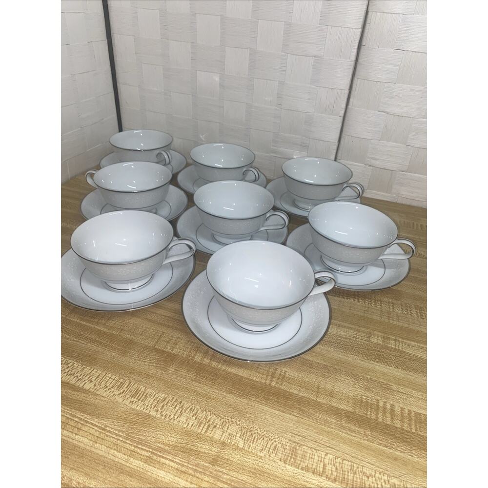 (8) Sets Noritake Buckingham China 6438 Tea Cup & Saucer Made In Japan